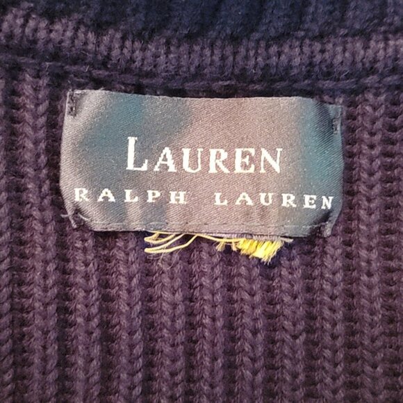 LAUREN RALPH LAUREN Navy Knit Double Breasted Nautical Cardigan Sweater Jacket - Picture 6 of 9